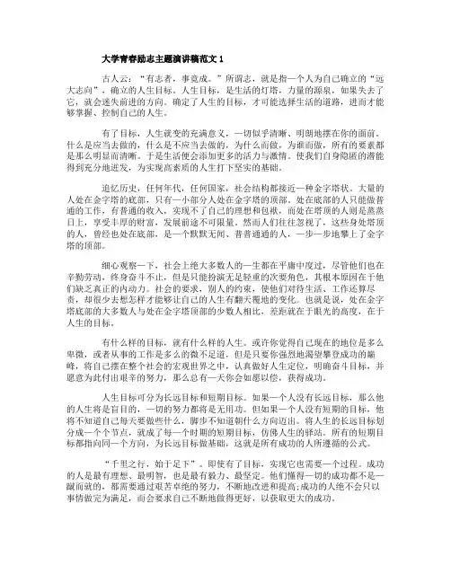大学青春励志主题演讲稿5篇