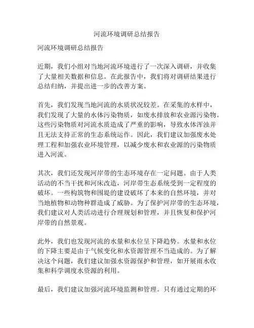 河流环境调研总结报告