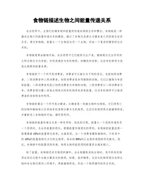 食物链描述生物之间能量传递关系