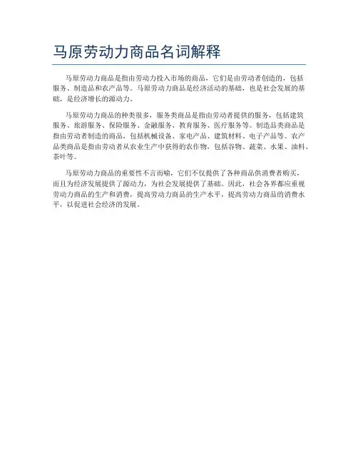 马原劳动力商品名词解释
