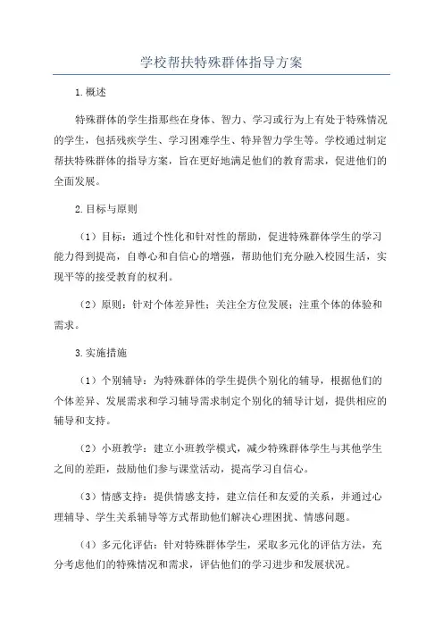 学校帮扶特殊群体指导方案