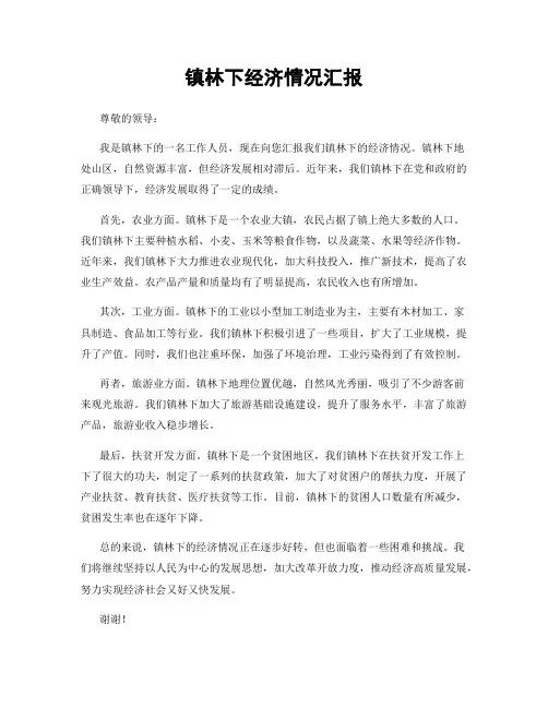 镇林下经济情况汇报