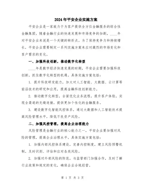 2024年平安企业实施方案