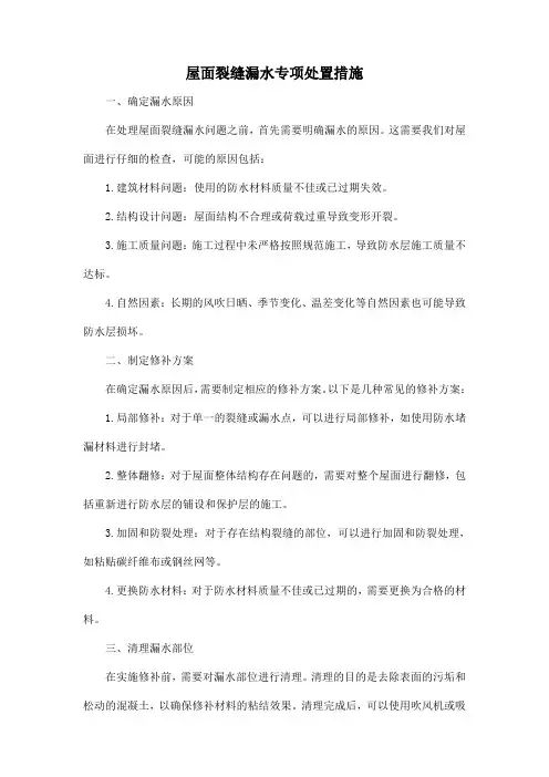 屋面裂缝漏水专项处置措施