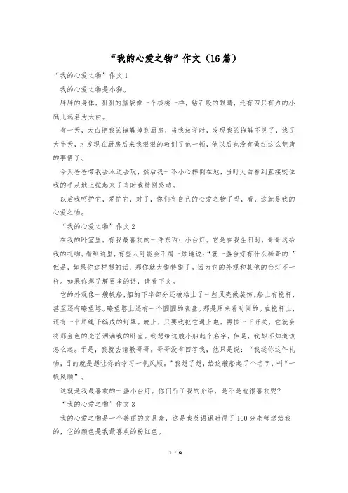 “我的心爱之物”作文(16篇)