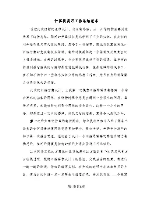 计算机实习工作总结范本（4篇）
