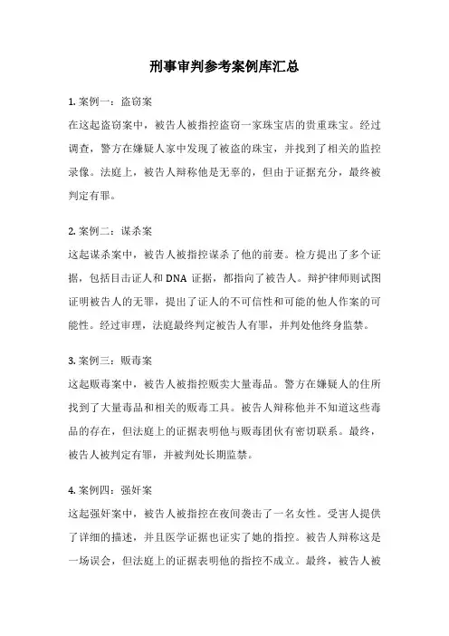 刑事审判参考案例库汇总