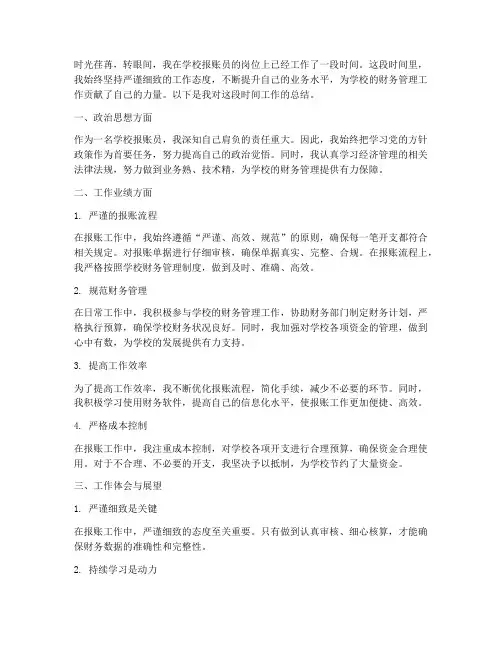 学校报帐员个人工作总结