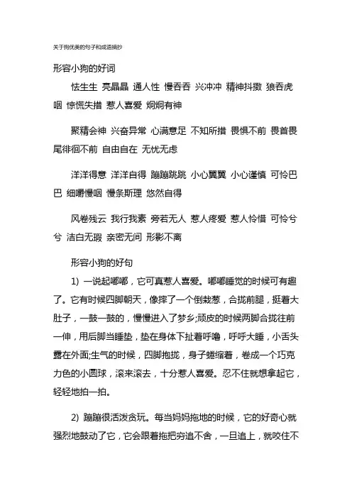 关于狗优美的句子和成语摘抄