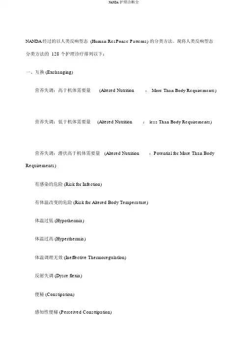 NANDA护理诊断全