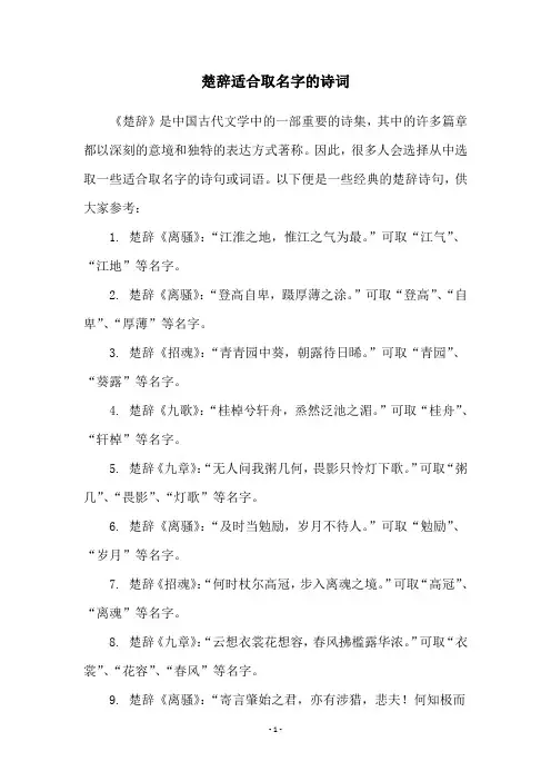 楚辞适合取名字的诗词