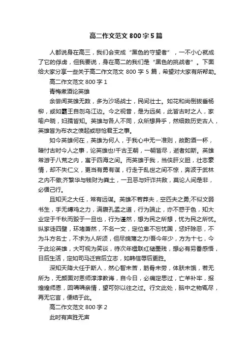 高二作文范文800字5篇