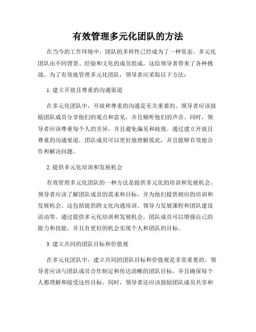 有效管理多元化团队的方法