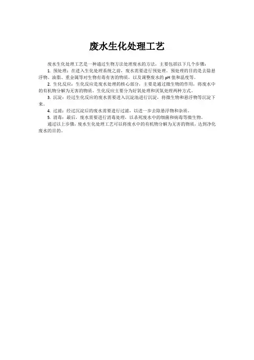 废水生化处理工艺