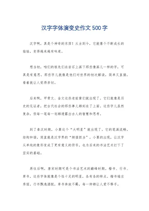 汉字字体演变史作文500字