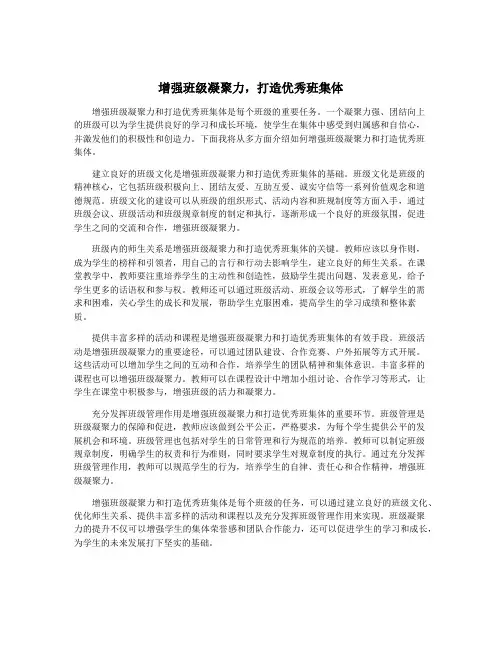 增强班级凝聚力,打造优秀班集体