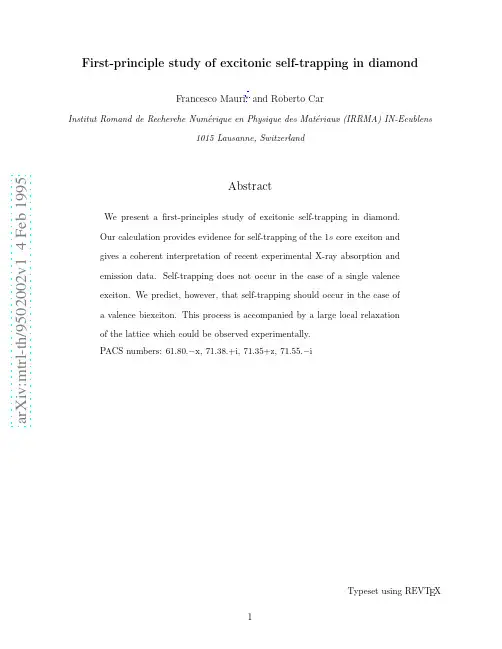First-principle study of excitonic self-trapping in diamond