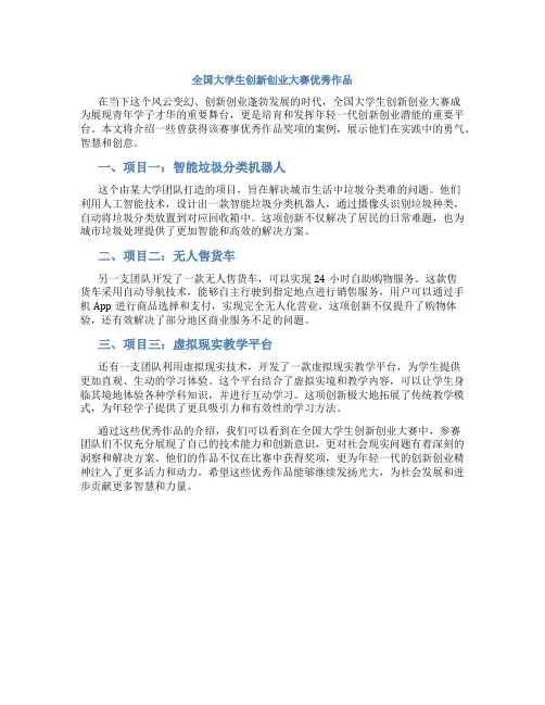 全国大学生创新创业大赛优秀作品