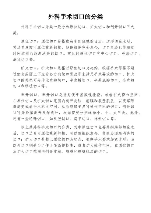 外科手术切口的分类