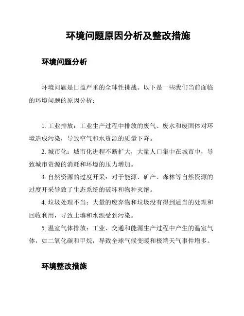 环境问题原因分析及整改措施