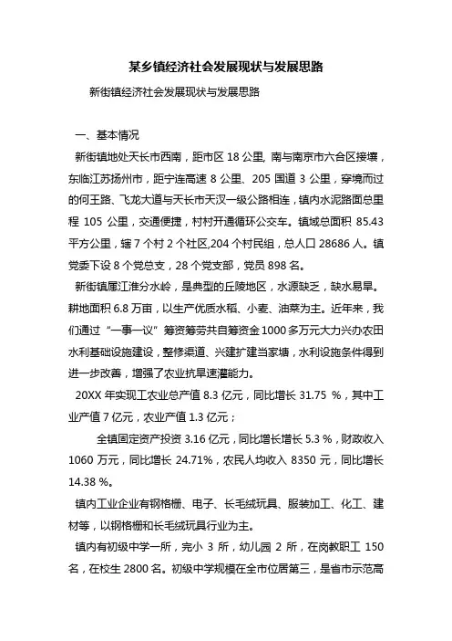 某乡镇经济社会发展现状与发展思路