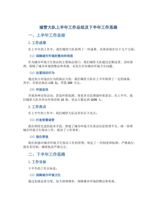 城管大队上半年工作总结及下半年工作思路