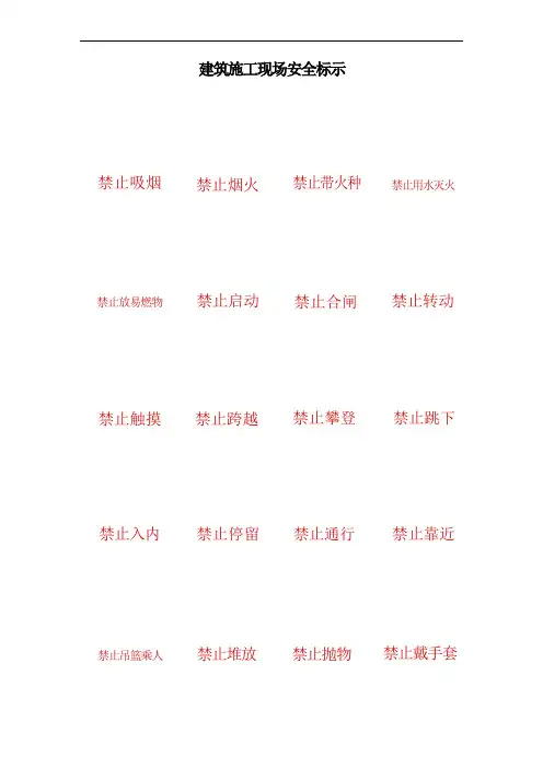 建筑施工的现场安全警示牌标示(标志图片)