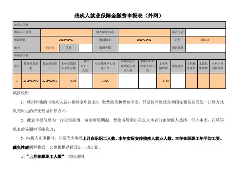 残疾人外网就业保障金申报及填表说明(对纳税人)