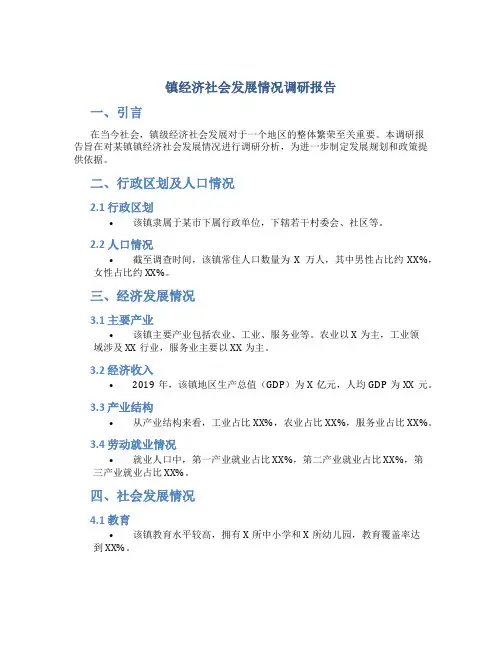 镇经济社会发展情况调研报告