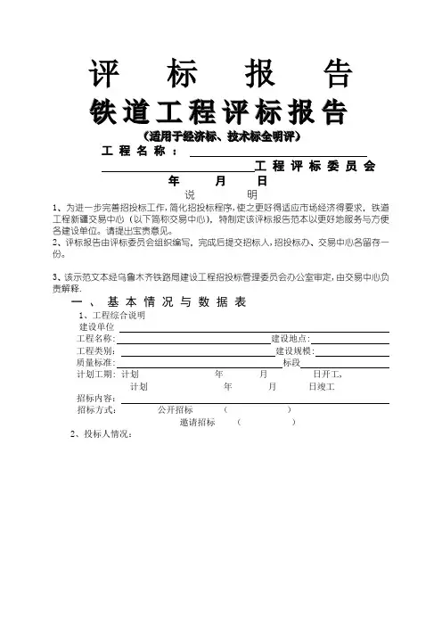评标报告完整版