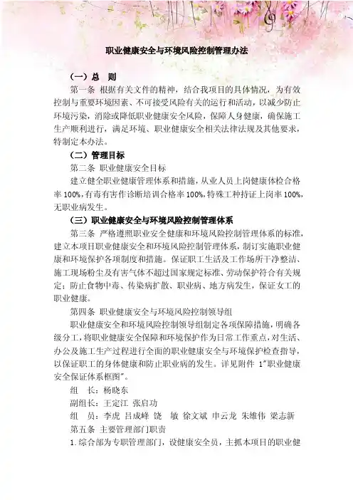 职业健康安全与环境风险控制管理办法