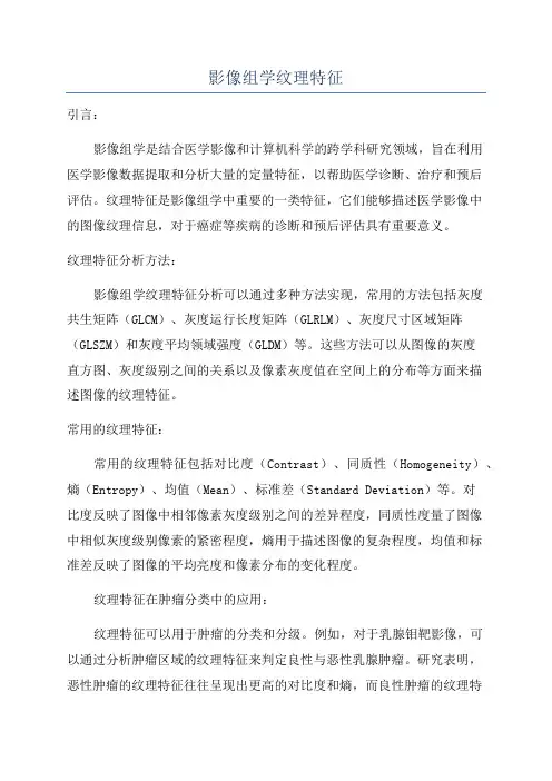 影像组学纹理特征