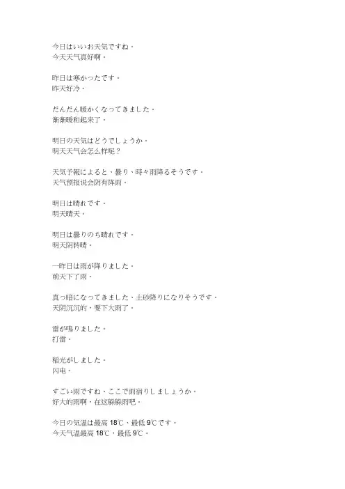 日语短句-天气表达