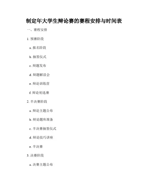 制定年大学生辩论赛的赛程安排与时间表