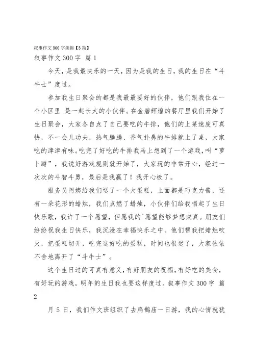 叙事作文300字集锦【3篇】