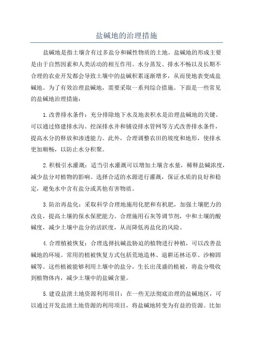 盐碱地的治理措施