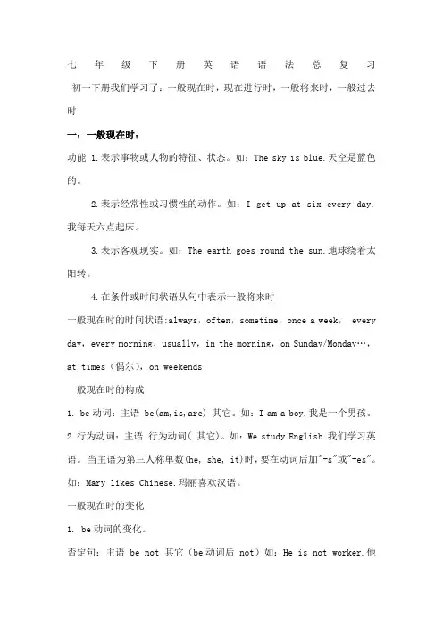 七年级下册英语语法总复习初一下册