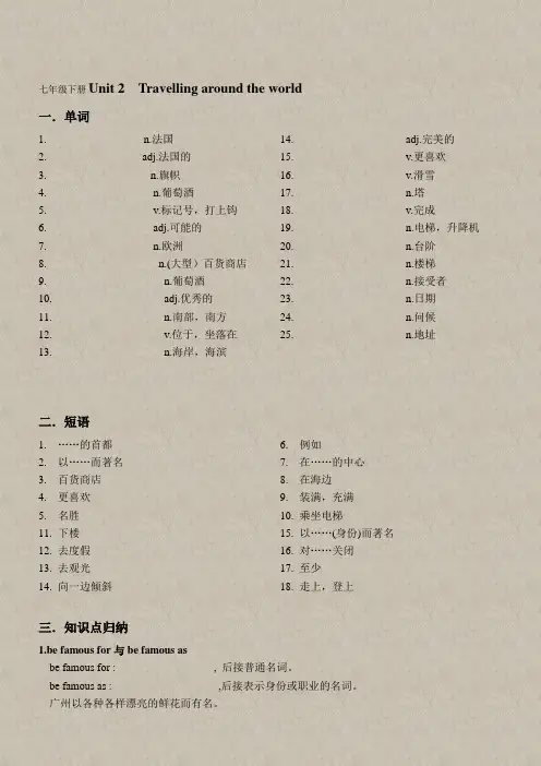 广州牛津版七年级下册unit2知识点总结