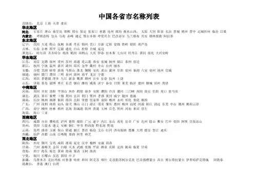 中国各省市名称列表