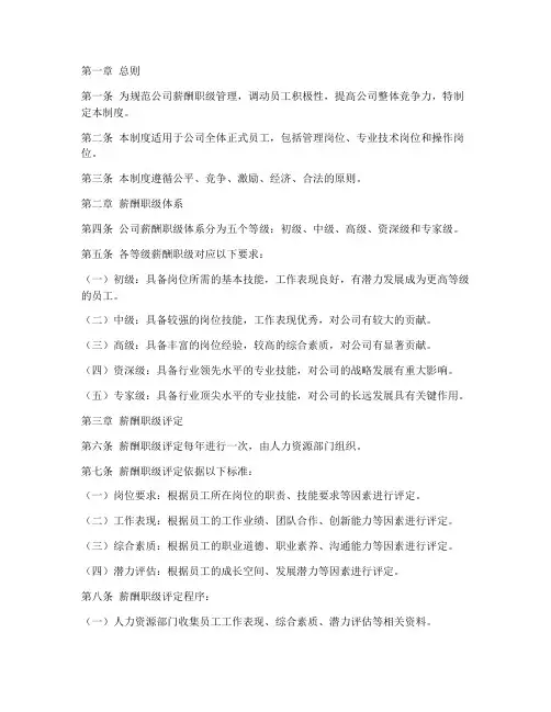 公司薪酬职级管理制度