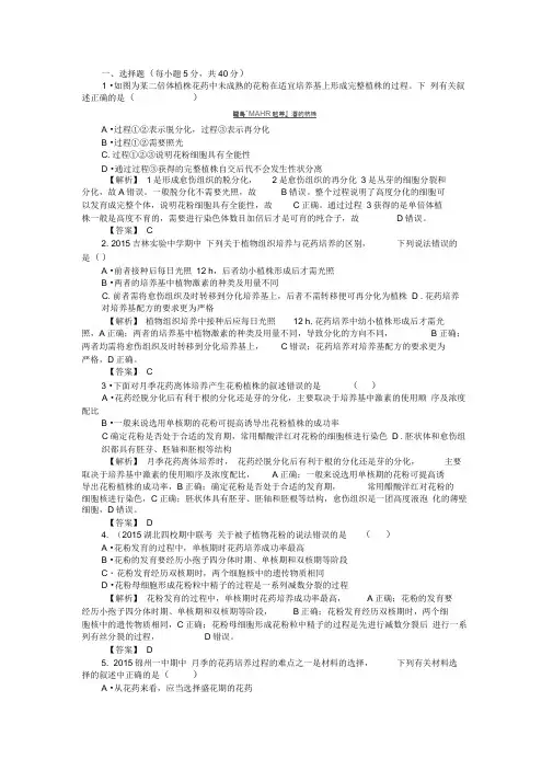 2019-2020学年高中人教版生物选修一配套练习：3.2Word版含解析