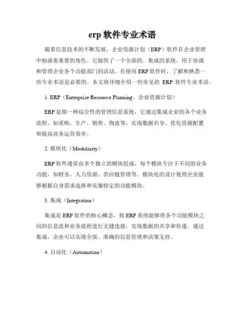 erp软件专业术语