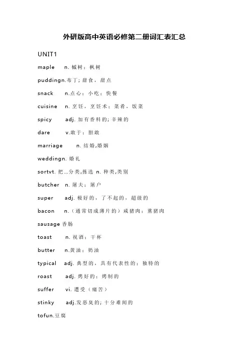 高一英语必修二单词表外研版