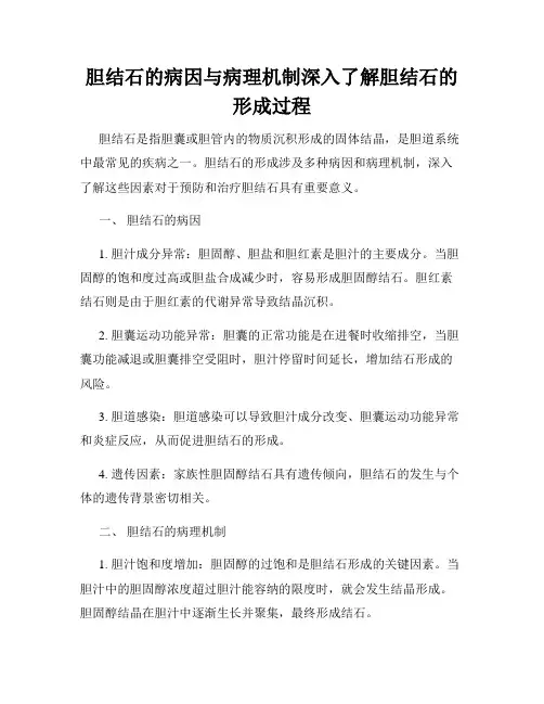 胆结石的病因与病理机制深入了解胆结石的形成过程