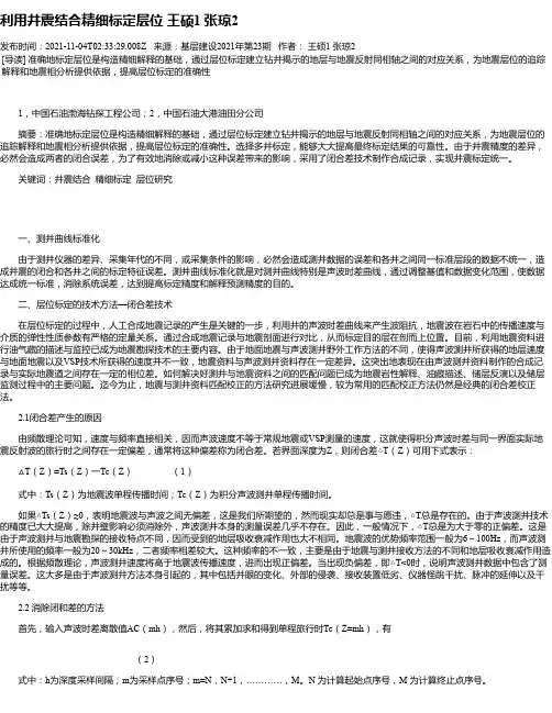 利用井震结合精细标定层位王硕1张琼2