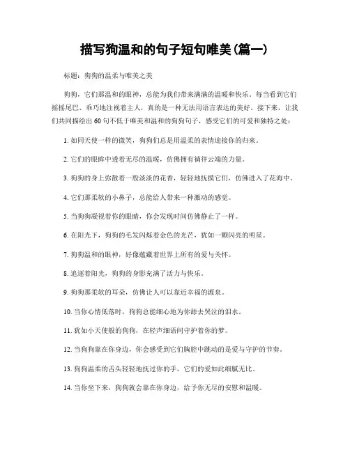 描写狗温和的句子短句唯美(精选合集2篇)