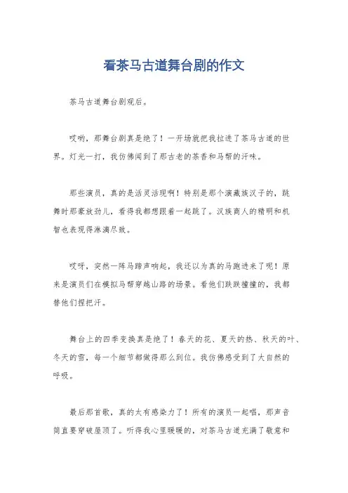 看茶马古道舞台剧的作文