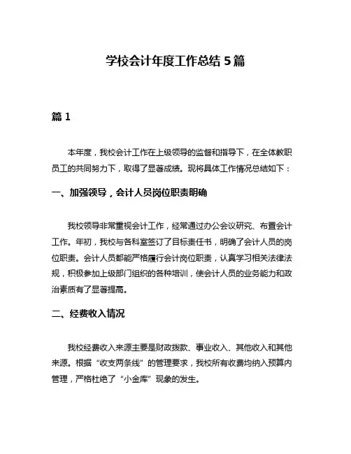 学校会计年度工作总结5篇