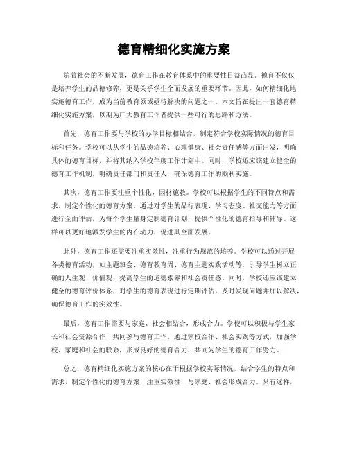 德育精细化实施方案