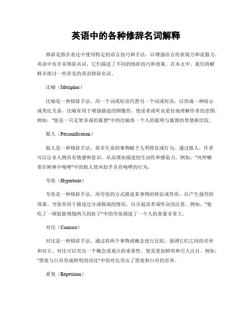 英语中的各种修辞名词解释